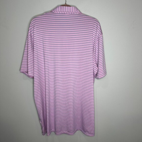 Holderness & Bourne Polo Shirt Mens XLPink Blue Striped Sutton Collins Golf - Picture 7 of 8